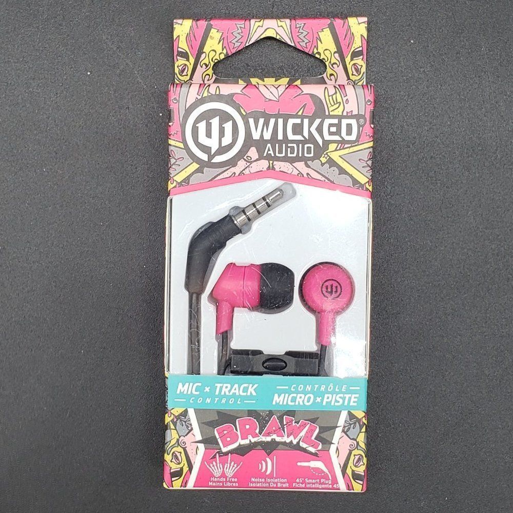 Wicked Audio Brawl WI1355 Pink Punch Headphones with Microphone